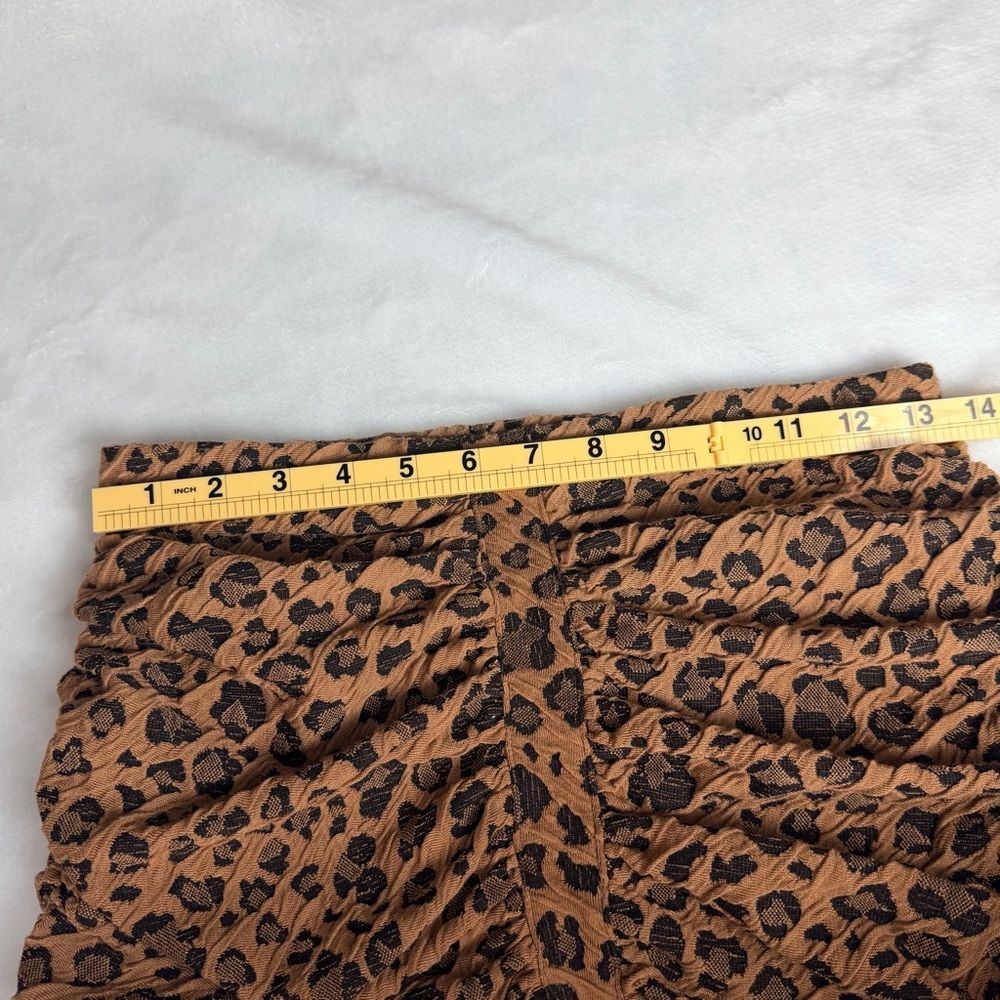 Mini Skirt Small TCEC Leopard Print Ruched Ruffle Hem Bodycon - Picture 4 of 7